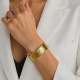 Zavra 18K Gold Hammered Cuff Bracelet