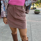 Rust Corduroy A-Line Mini Skirt