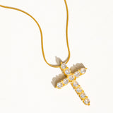 Raeven 18K Gold CZ Cross Necklace
