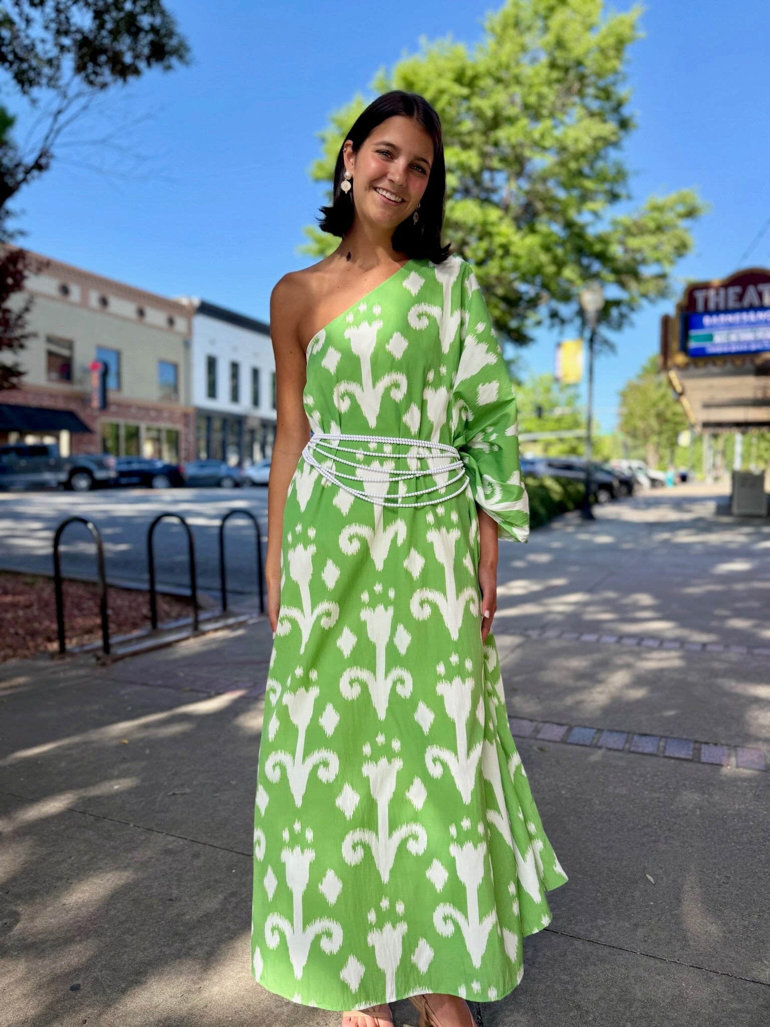 santorini one shoulder midi dress ASTR Santorini One Shoulder Floral Midi Dress