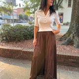 Dark Oak Side Ruffle Pants