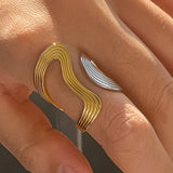 Xena 18K Non-Tarnish Wavy Ring - Multi-Colored