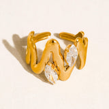 Lumi 18K Gold Abstract CZ Open Ring