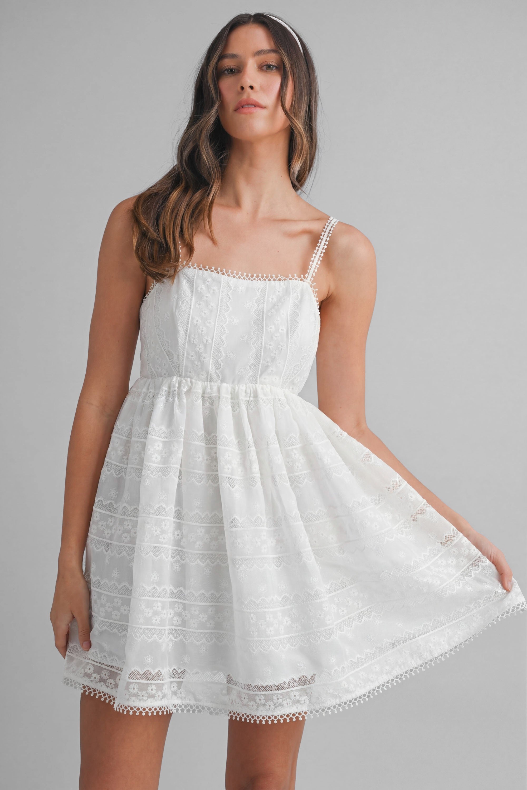 Ivory Daydream Lace Babydoll Dress Small