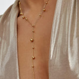 Golden Grace Beaded Y Lariat Necklace