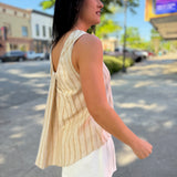 Rosé Striped Sleeveless Blouse