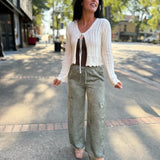 Mineral Wash Wide-Leg Cargo Lounge Pants