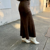 Dk. Oak Fluted Gore Hem Skirt