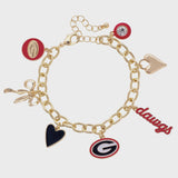Georgia Bulldogs Enamel Charm Bracelet in Shiny Gold
