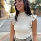 Tiffany Mock Neck Ruffle Tank Sweater
