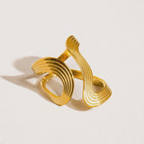 Xena 18K Non-Tarnish Wavy Ring - Yellow Gold
