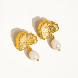 Yellow Gold Beatrice Floral Pearl Earring