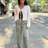 Mineral Wash Wide-Leg Cargo Lounge Pants