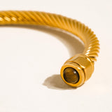 Vail Stone Braided Bangle - Brown