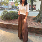 Dark Oak Side Ruffle Pants