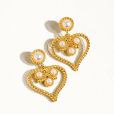 Rosalie Vintage Heart and Pearl Earring
