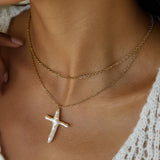 Aurise 18K Freshwater Pearl Cross Necklace