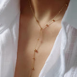 Golden Grace Beaded Y Lariat Necklace