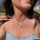 Agape 18K Gold Pearl Heart Choker