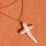 Aurise 18K Freshwater Pearl Cross Necklace
