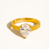 Emberlace 18K Gold Statement Pear Stone Ring