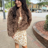Deep Woods Cropped Vegan Fur Jacket