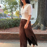Dark Oak Side Ruffle Pants