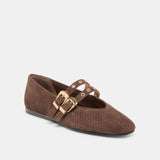 Baylee Grommet Ballet Flats - Dk Brown Perforated Suede