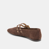 Baylee Grommet Ballet Flats - Dk Brown Perforated Suede