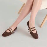 Baylee Grommet Ballet Flats - Dk Brown Perforated Suede