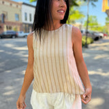 Rosé Striped Sleeveless Blouse
