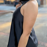 Black Satin Halter Neck Top