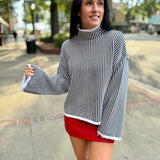 Black Ivory Linear Turtleneck Sweater
