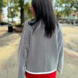 Black Ivory Linear Turtleneck Sweater