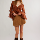 Paradise Found Suede Skort - Caramel Cafe