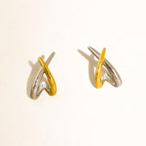 Staven 18K Gold Two-Tone Crossover Earrings