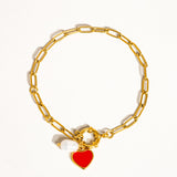 Eulalie Heart & Pearl Chain Bracelet