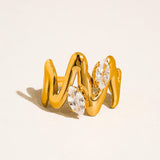Lumi 18K Gold Abstract CZ Open Ring