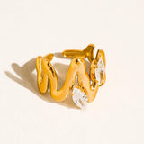 Lumi 18K Gold Abstract CZ Open Ring
