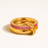 Justine 18K Gold CZ Double Hoop Ring - Pink