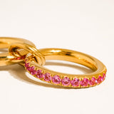 Justine 18K Gold CZ Double Hoop Ring - Pink