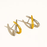 Staven 18K Gold Two-Tone Crossover Earrings
