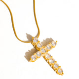 Raeven 18K Gold CZ Cross Necklace