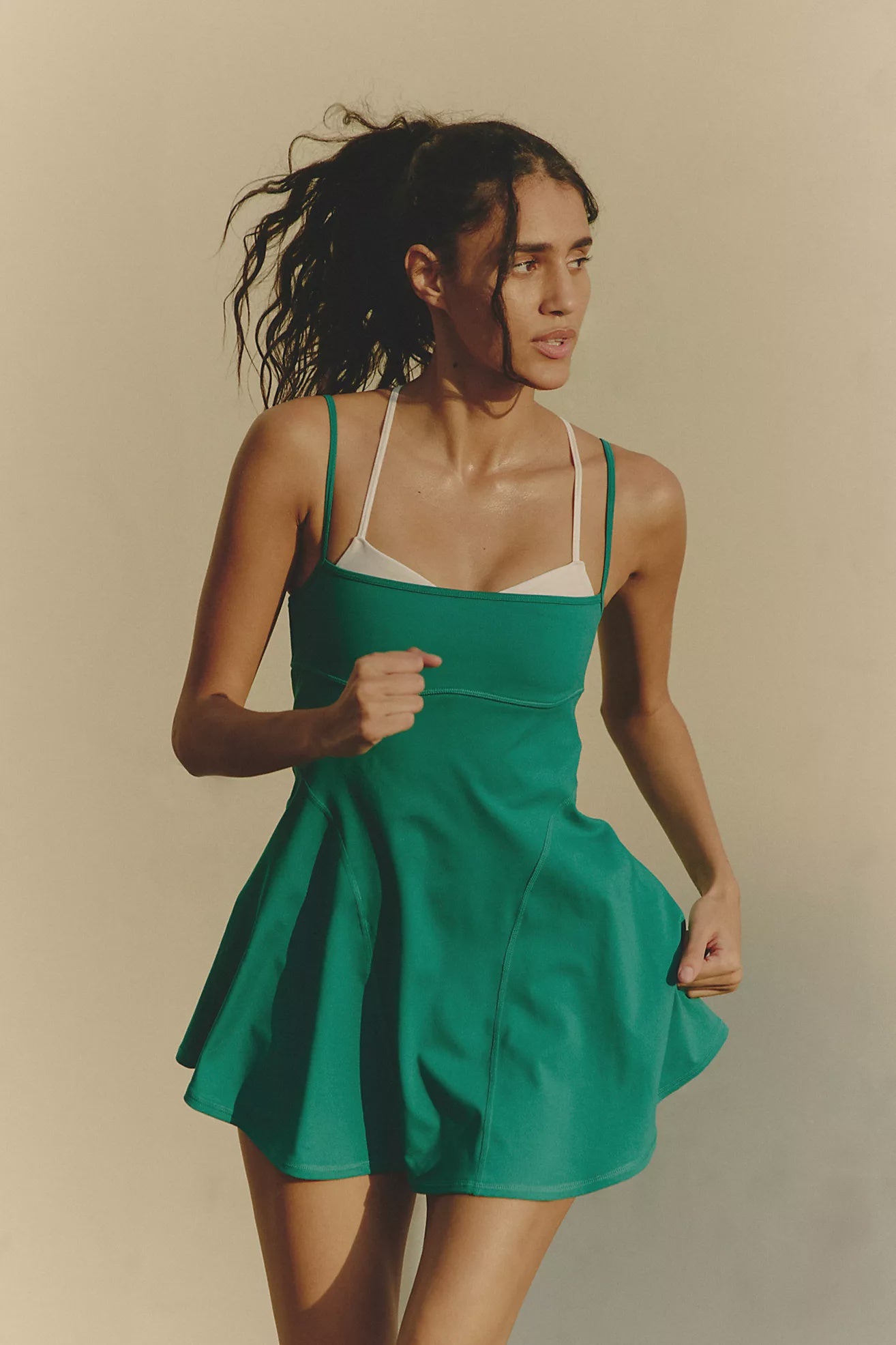 green emerald velvet dress Baseline Tennis Dress