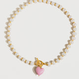 Wren Pearl & Pink Heart Necklace