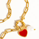 Eulalie Heart & Pearl Chain Bracelet
