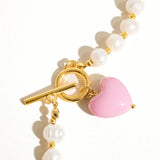Wren Pearl & Pink Heart Necklace