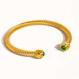 Green Vail Stone Braided Bangle