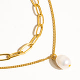 Percy 18K Gold Layered Chain Pearl Necklace