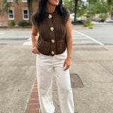 Brown Charm Chunky Knit Sweater Vest